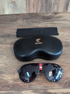 Carrera Black 1034/S Y11/9O Pilot Sunglasses with Hard Case & Cloth      M445